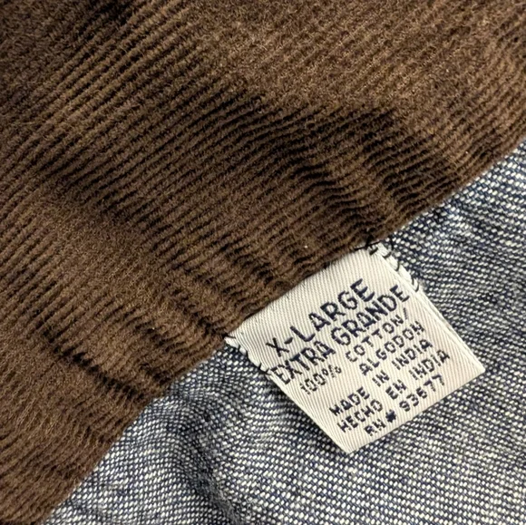 VINTAGE Denim Chore Coat Barn Jacket Corduroy Collar Blue Jean XL - Picture 5 of 6